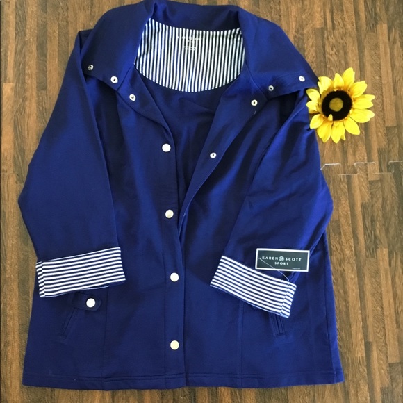 Karen Scott Tops - Karen Scott Blue pin stripe Blazer